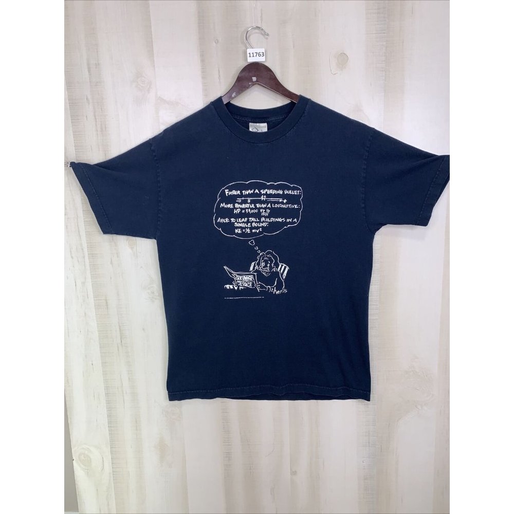 Vintage 1993 Albert Einstein Funny Graphic Blue T Shirt Adult Large-11763